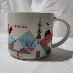 Starbucks Canada Mug - Red, Blue, Gray Design
